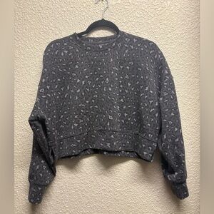 Yogalicious Charcoal Leopard Cropped Sweatshirt